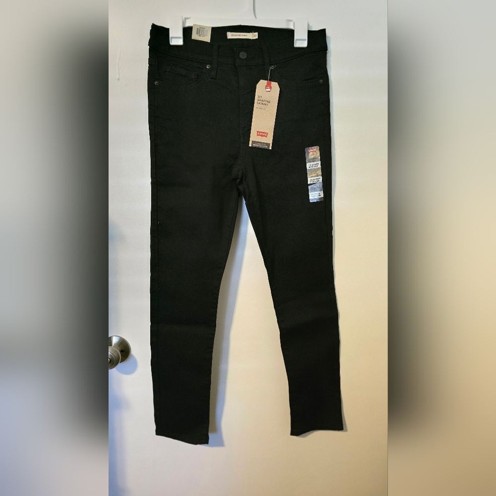Levi's 311 Womens Black Mid Rise Shaping Skinny Jeans Size 10 Short W30 L28